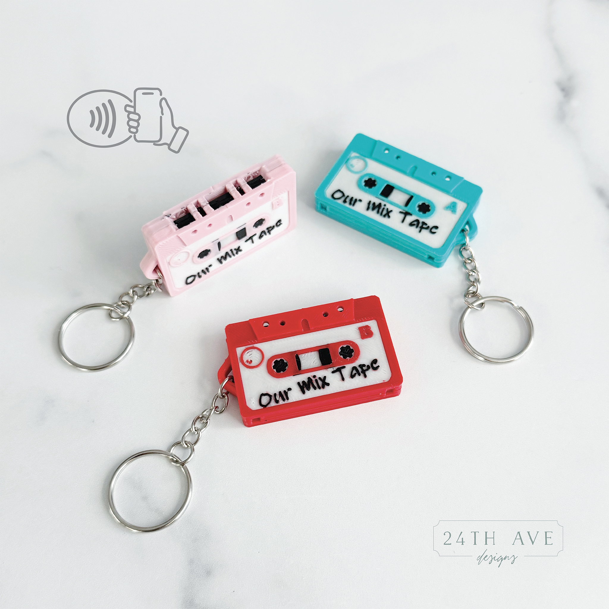 NFC Mixtape Keychain - 24th Ave Designs