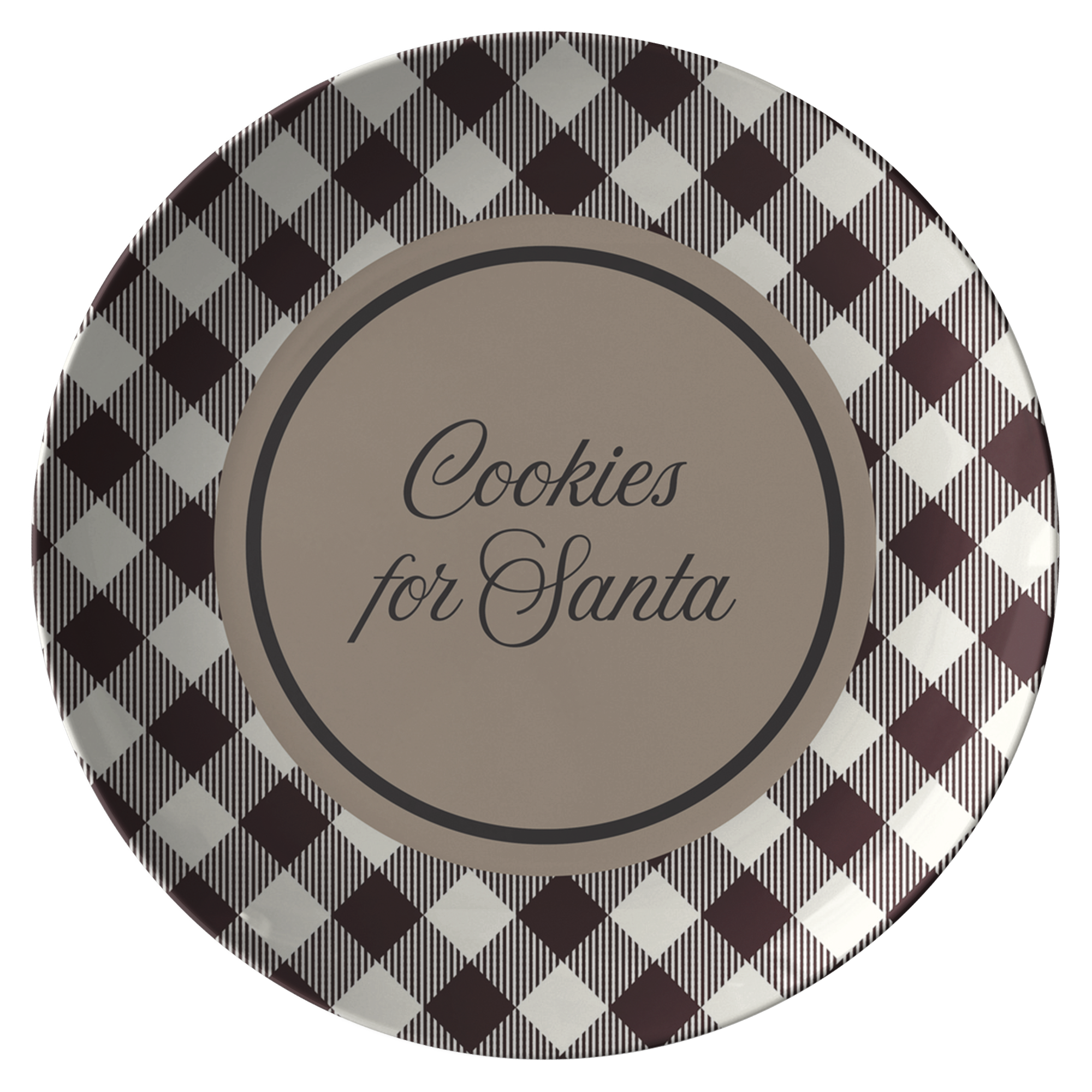 Cookies For Santa Plate - Santa cookie plate Black and white Buffalo Plaid , christmas cookie plate