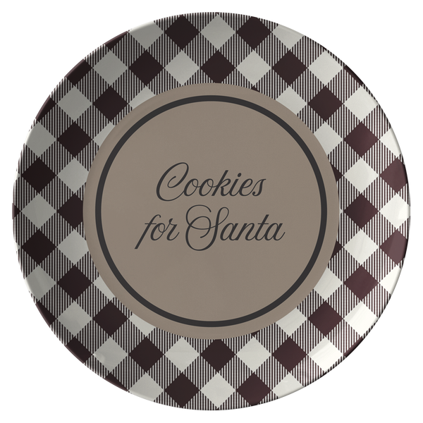 Cookies For Santa Plate - Santa cookie plate Black and white Buffalo Plaid , christmas cookie plate