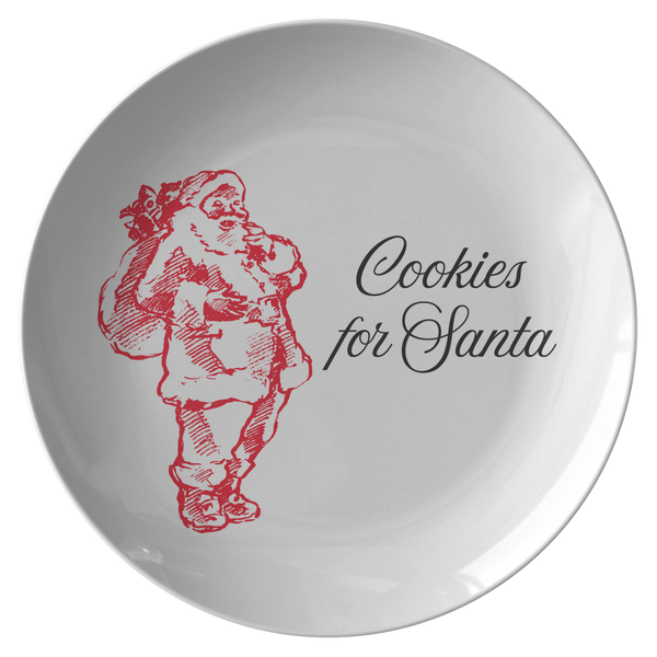 Cookies For Santa Plate - Santa cookie plate - Vintage style Santa , santa cookie plate