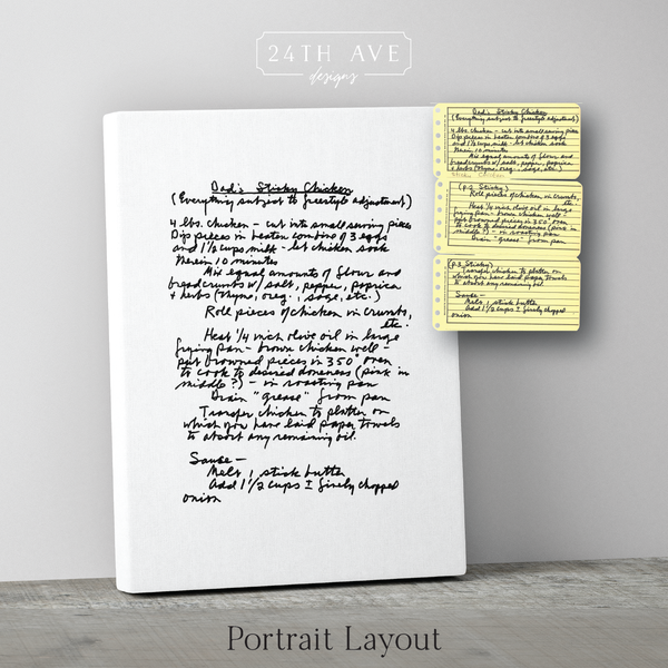 Handwritten Family Recipe Canvas - 24th Ave Designs