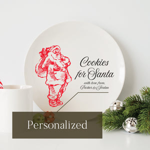 Cookies For Santa Plate - Personalized with Kids Names - Vintage Santa cookie plate, cookies for Santa custom plate, cookies for Santa, vintage Santa plate