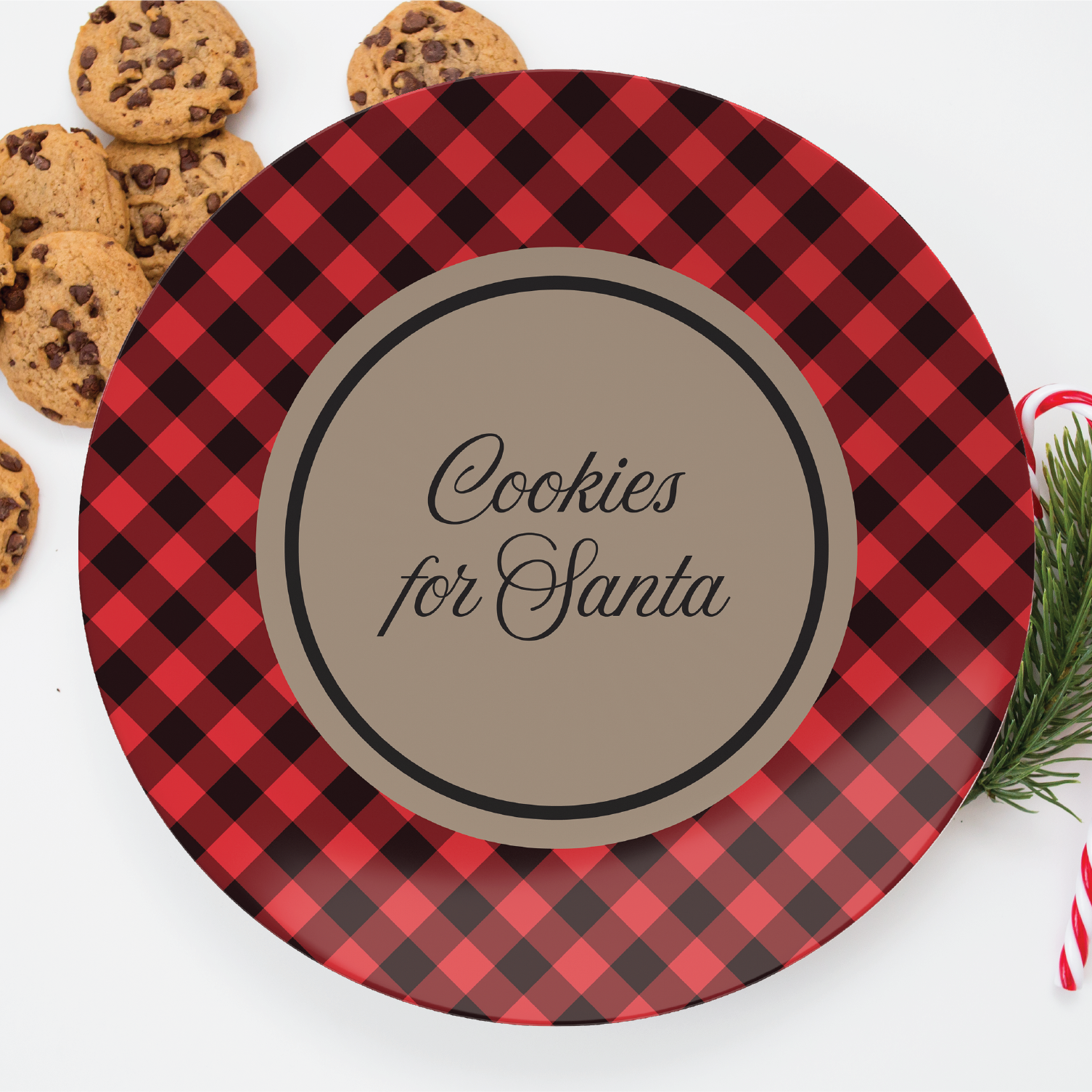 Cookies for Santa plate, cookies for Santa, Santa's cookie plate, buffalo plaid plate
