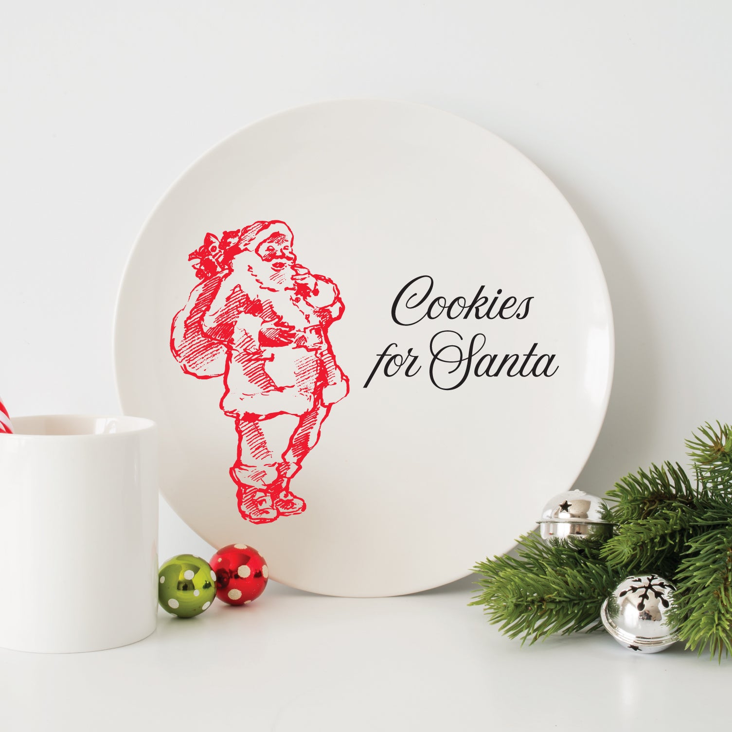 Cookies For Santa Plate - Santa cookie plate - Vintage style Santa , santa cookie plate