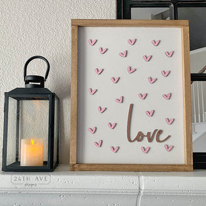 Valentine's Day Sign, Hearts and Love Sign, Valentine's Day Decor, 16 x 20 Birch Sign, 3d Wood Sign, love decor, pink and rose gold sign, DIY Paint Kit, 24th ave designs