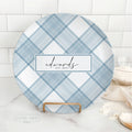 Blue plaid family name plate with personalized established date farmhouse decor