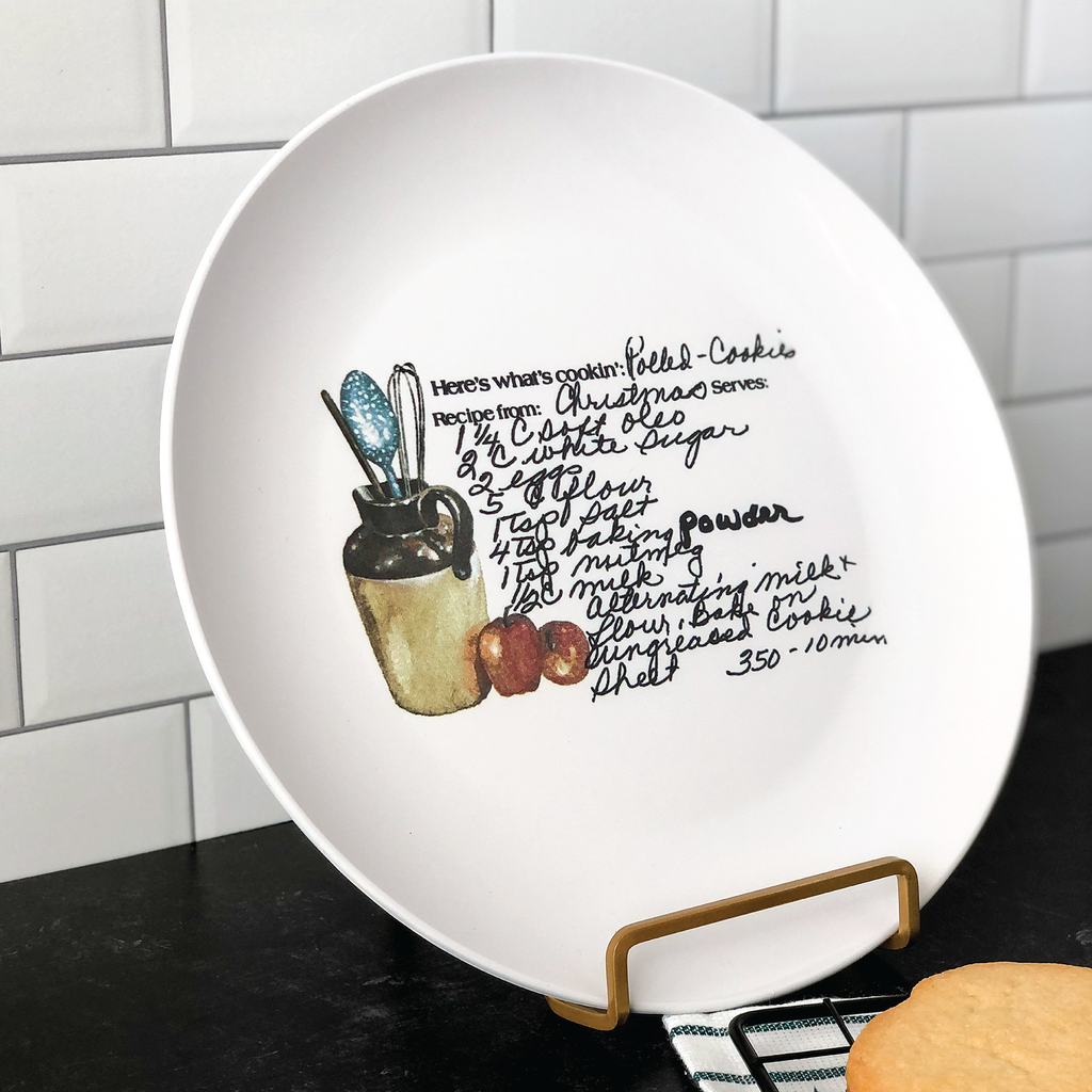 custom handwritten recipe plate preserving original recipe card artwork and handwriting