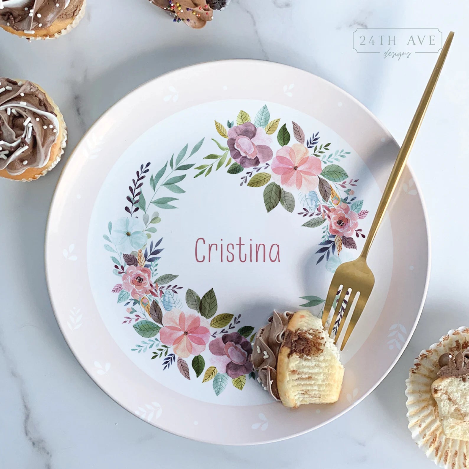 Personalized Birthday Plate for Girl - Boho Floral Birthday Plate - Personalized Birthday Plate - Floral Pink - Happy Birthday Plate, boho name plate