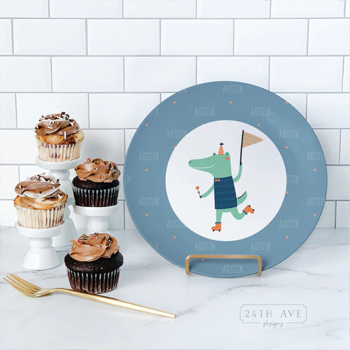  Personalized Birthday Plate, Custom Birthday Plate , Alligator Birthday Plate for Boy - Alligator Birthday Plate - Alligator Birthday  - Happy Birthday Plate