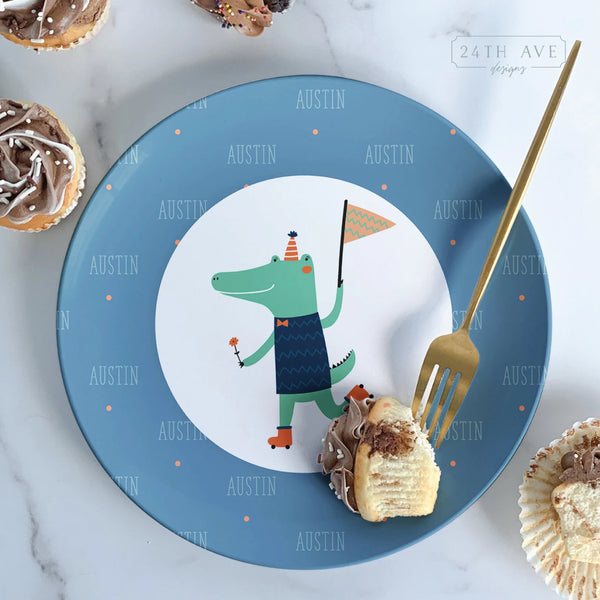  Personalized Birthday Plate, Custom Birthday Plate , Alligator Birthday Plate for Boy - Alligator Birthday Plate - Alligator Birthday  - Happy Birthday Plate