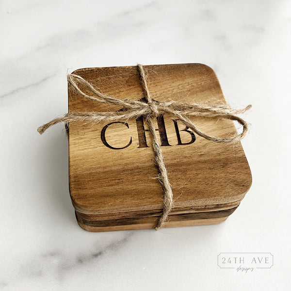 custom coaster, personalized coaster, laser engraved coaster, 24th Ave designs, realtor gift, family name gift, logo coaster, anniversary gift, personalized wedding gift