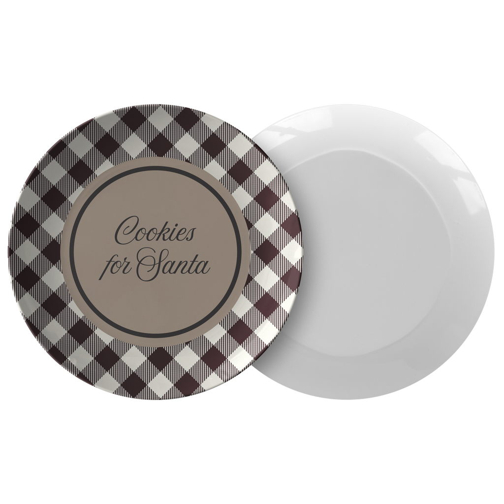 Cookies For Santa Plate - Santa cookie plate Black and white Buffalo Plaid , christmas cookie plate