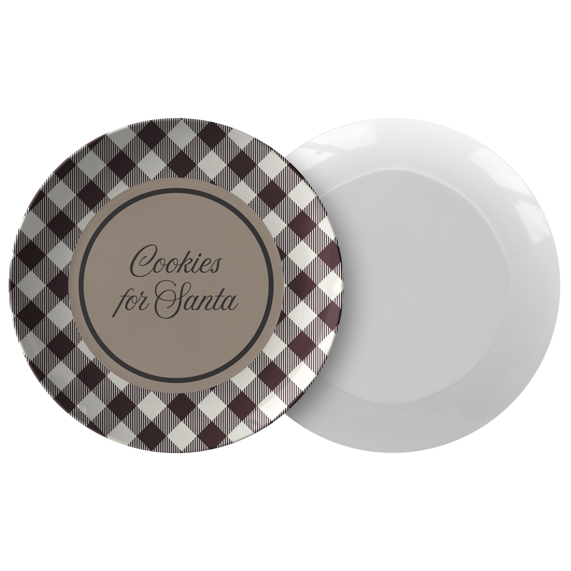 Cookies For Santa Plate - Santa cookie plate Black and white Buffalo Plaid , christmas cookie plate