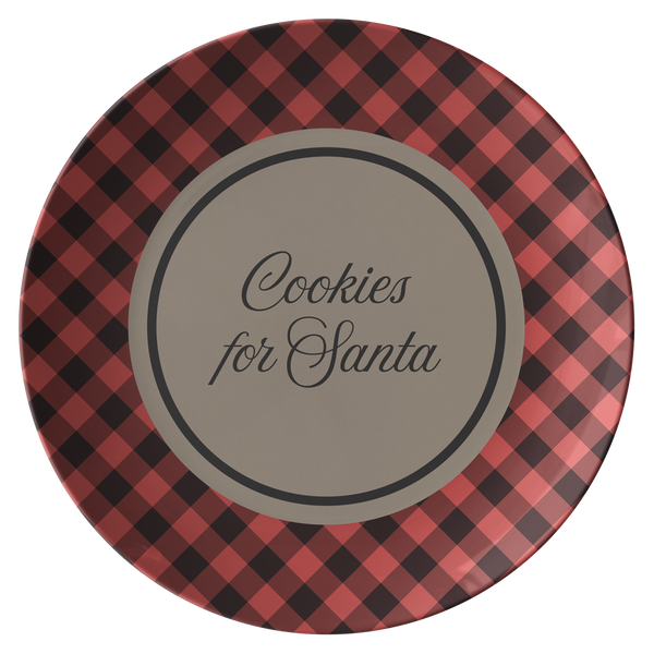Cookies for Santa plate, cookies for Santa, Santa's cookie plate, buffalo plaid plate